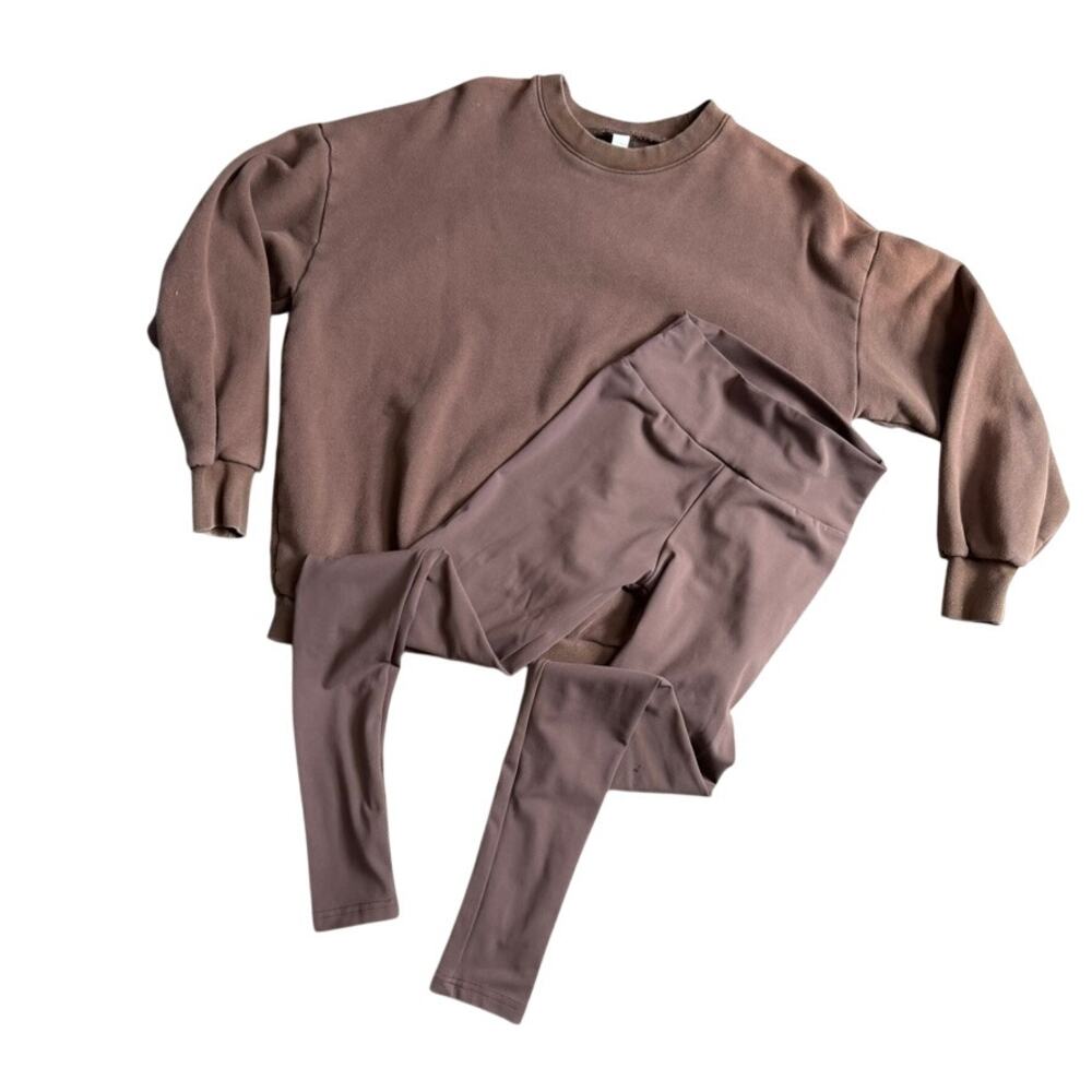 The Foxy Kind Coffee Run Pant Set Cinnamon Brown Loungewear Set S
